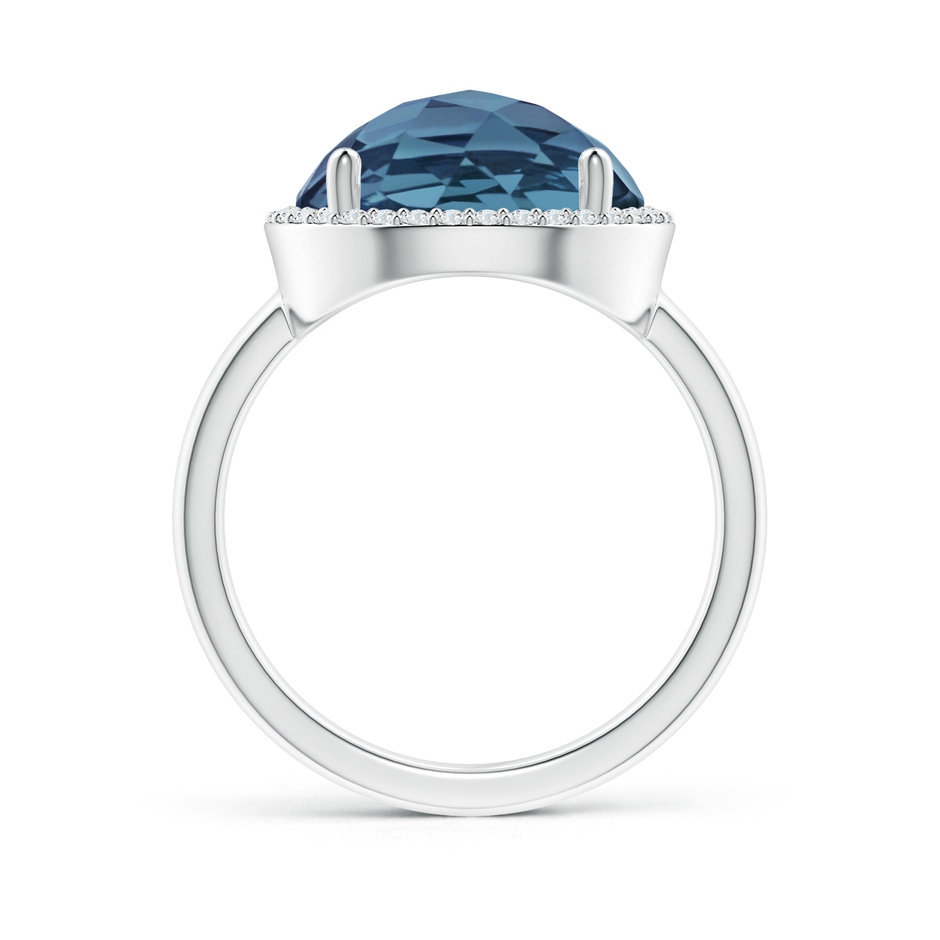 12mm A Round London Blue Topaz Cocktail Ring with Diamond Halo in White Gold side-1