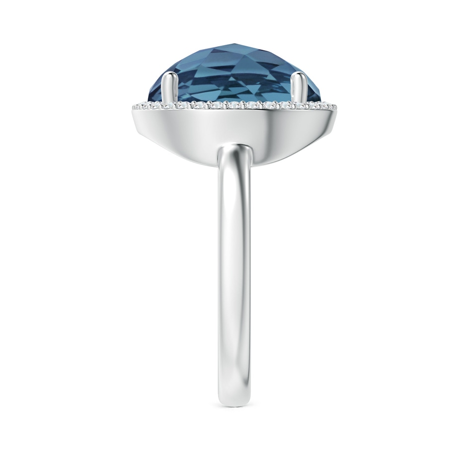 12mm A Round London Blue Topaz Cocktail Ring with Diamond Halo in White Gold side-2