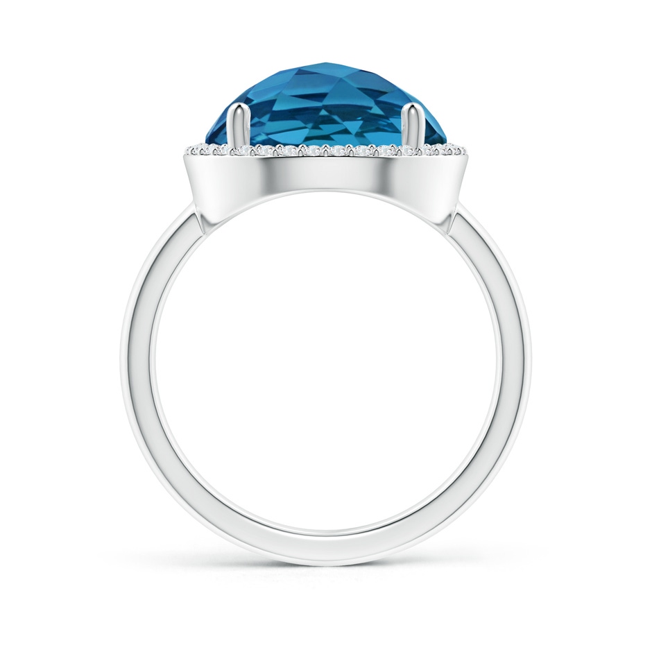 12mm AAA Round London Blue Topaz Cocktail Ring with Diamond Halo in White Gold side-1
