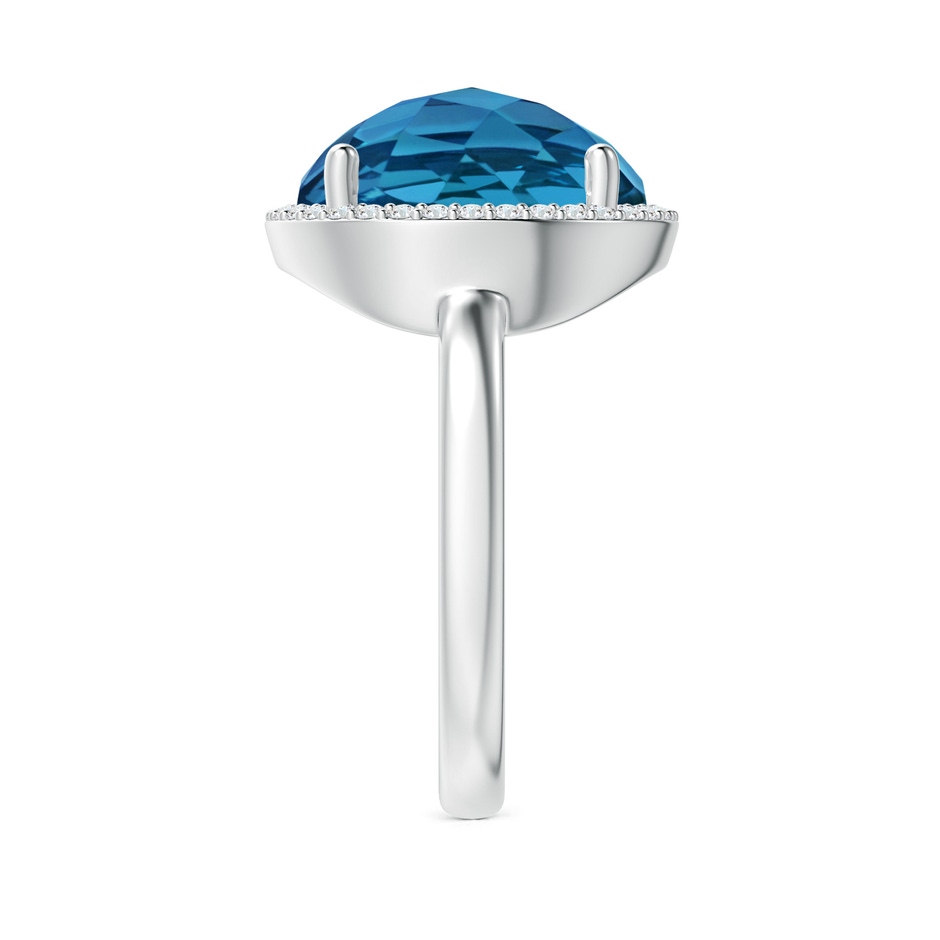 12mm AAA Round London Blue Topaz Cocktail Ring with Diamond Halo in White Gold side-2
