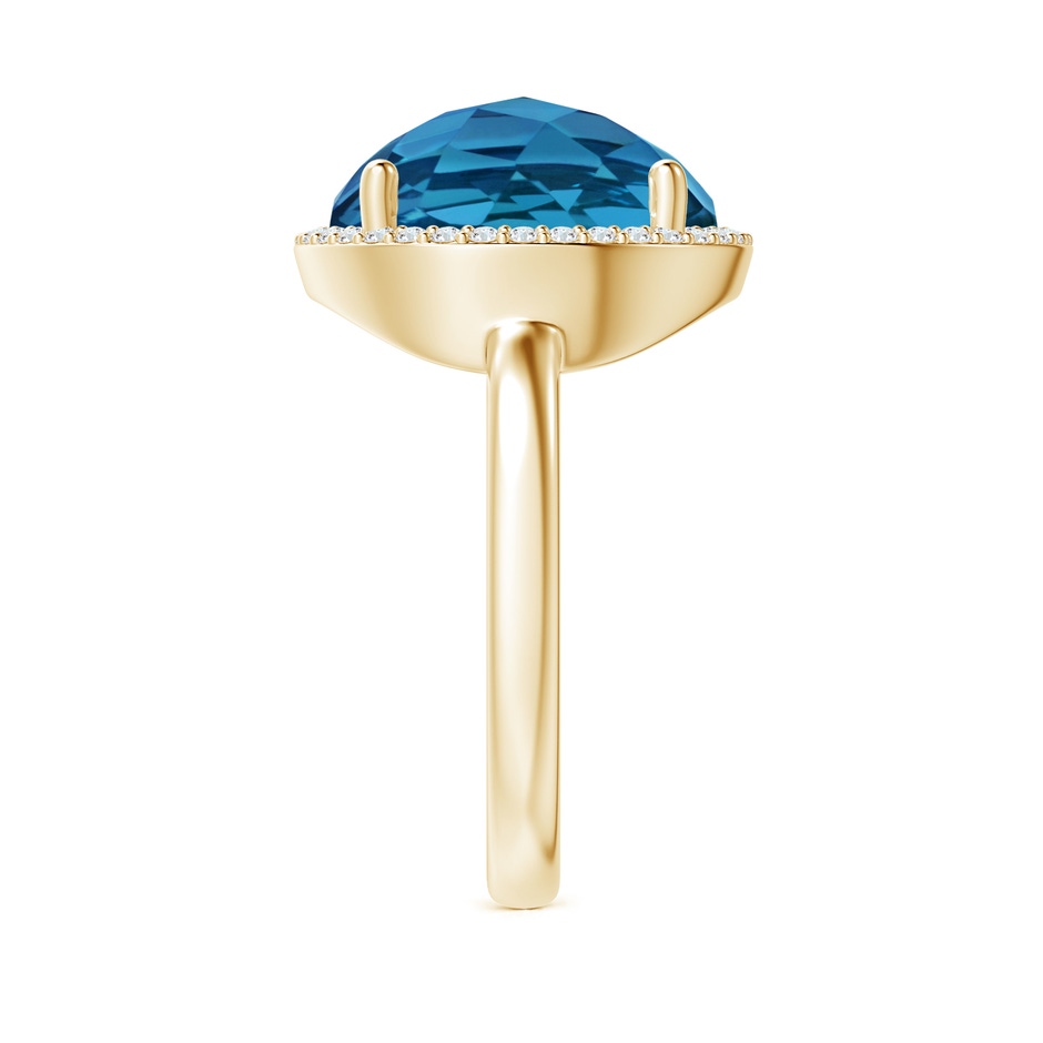 12mm AAA Round London Blue Topaz Cocktail Ring with Diamond Halo in Yellow Gold side-2