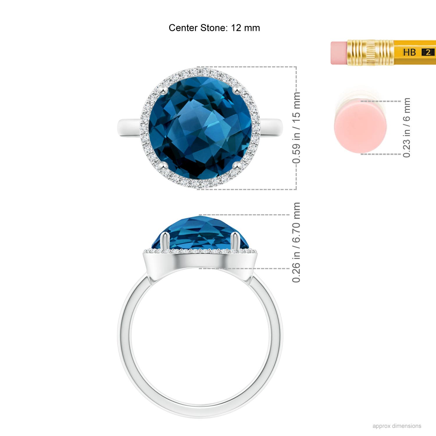 AAAA - London Blue Topaz / 8.5 CT / 14 KT White Gold