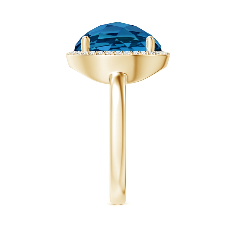 12mm AAAA Round London Blue Topaz Cocktail Ring with Diamond Halo in Yellow Gold side-2