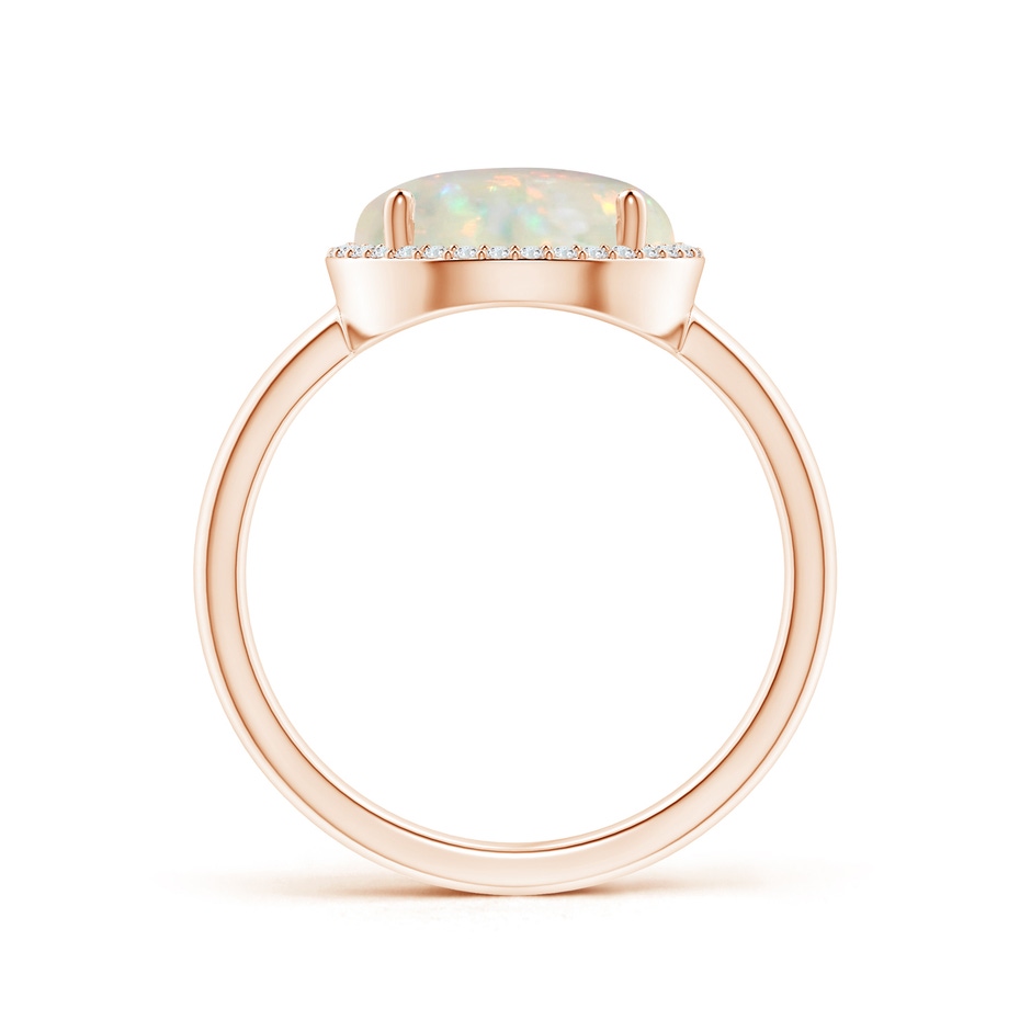 10mm AAA Round Opal Cocktail Ring with Diamond Halo in Rose Gold side-1