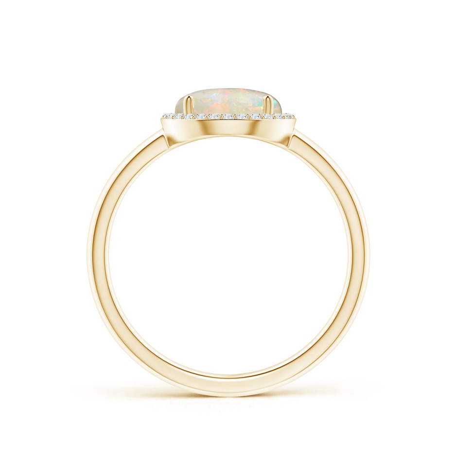 8mm AAAA Round Opal Cocktail Ring with Diamond Halo in 9K Yellow Gold side-1