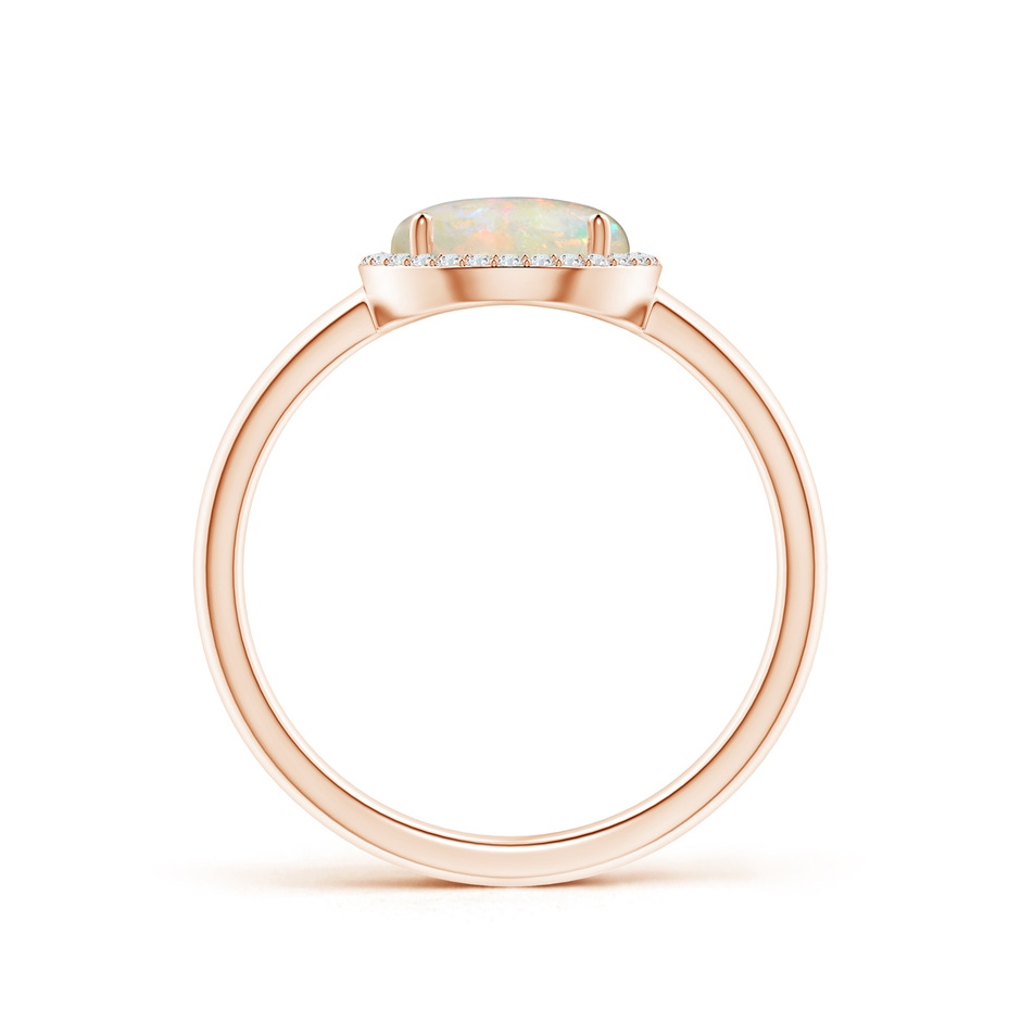 8mm AAAA Round Opal Cocktail Ring with Diamond Halo in Rose Gold Side-1