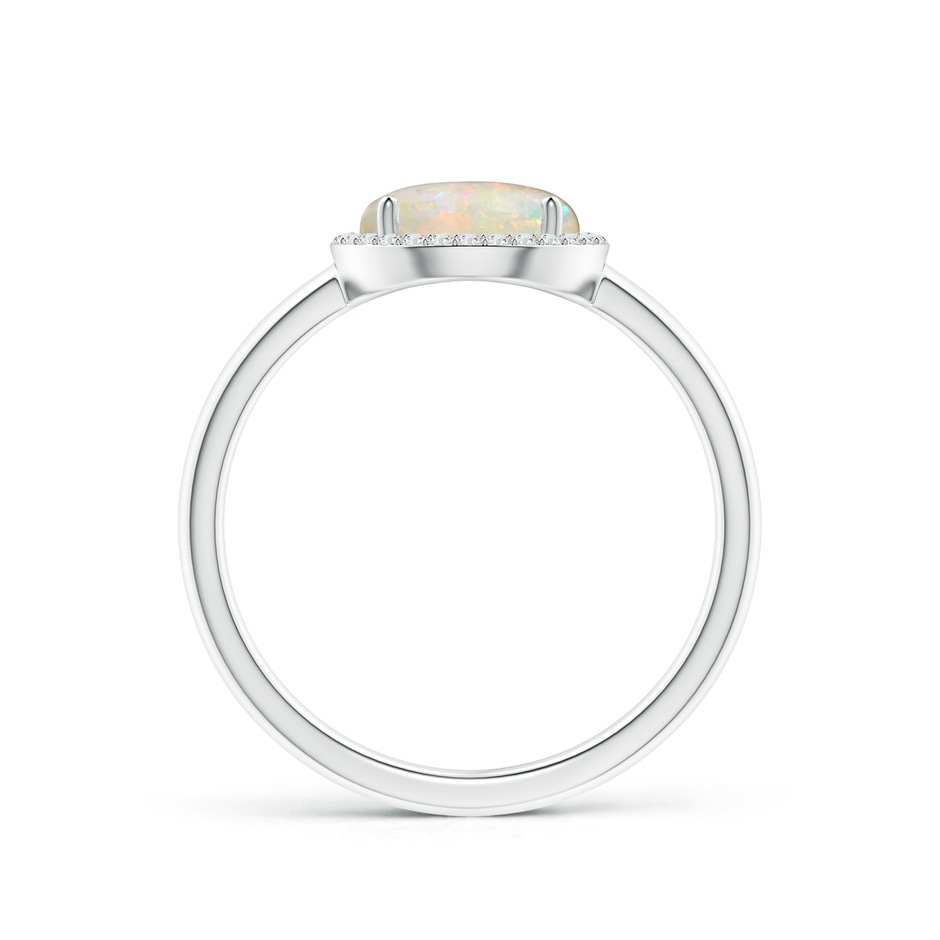8mm AAAA Round Opal Cocktail Ring with Diamond Halo in White Gold side-1