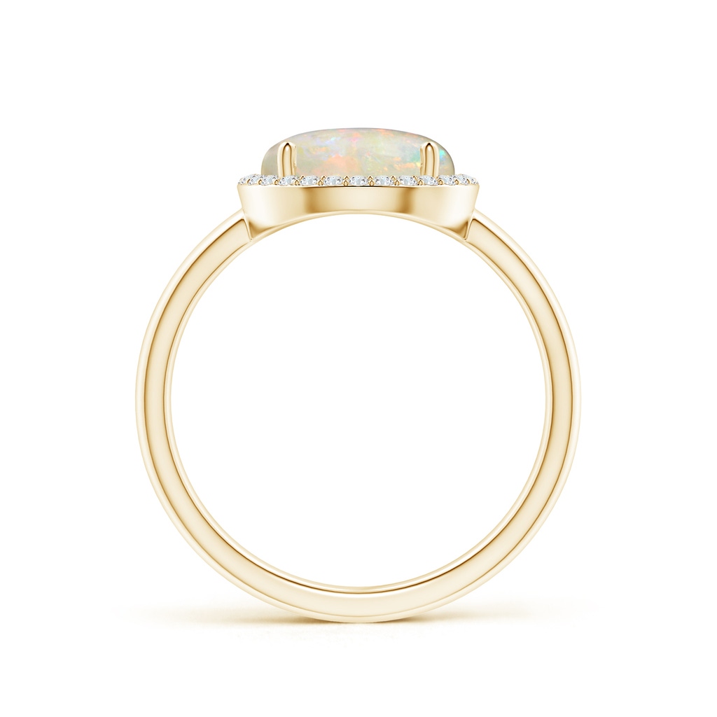 9mm AAAA Round Opal Cocktail Ring with Diamond Halo in Yellow Gold Side-1
