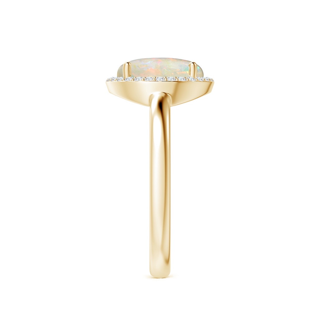 9mm AAAA Round Opal Cocktail Ring with Diamond Halo in Yellow Gold Side-2