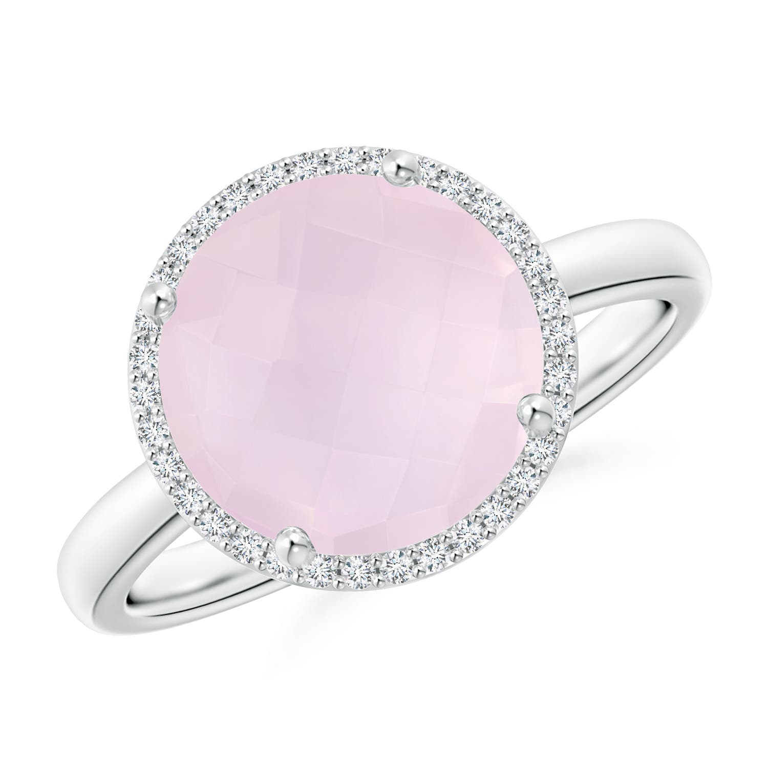 A - Rose Quartz / 3.2 CT / 14 KT White Gold