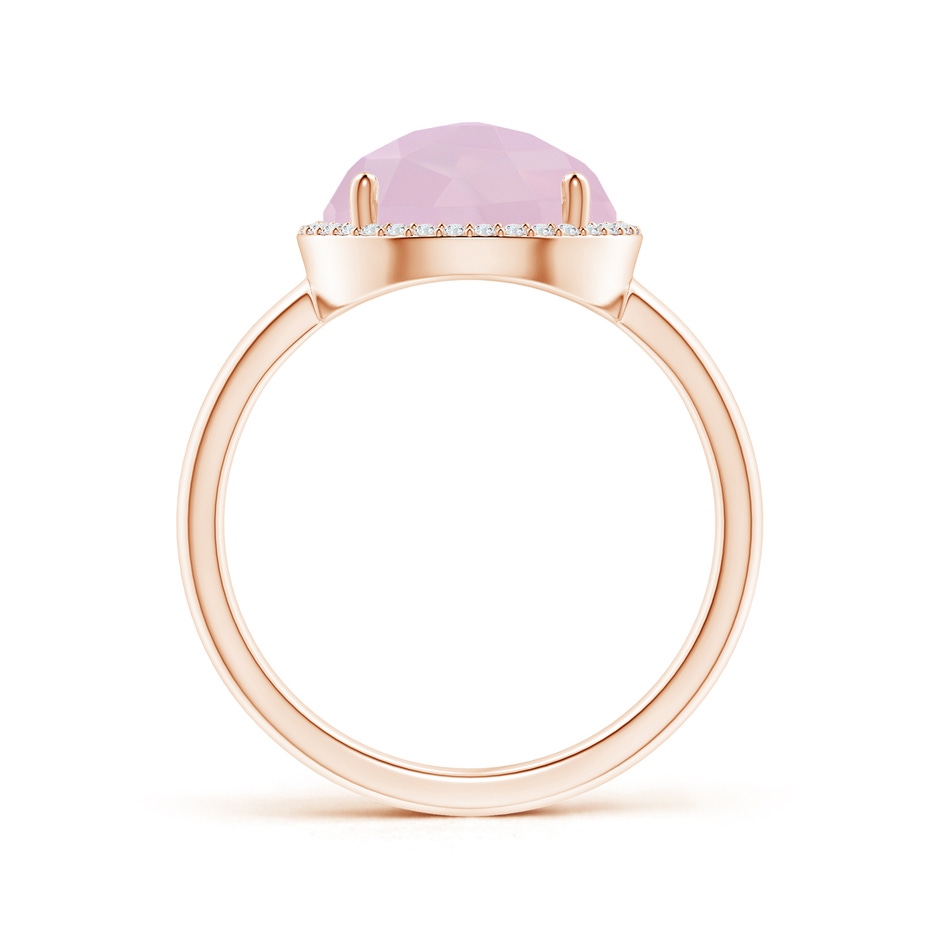 10mm AAA Round Rose Quartz Cocktail Ring with Diamond Halo in 9K Rose Gold side-1
