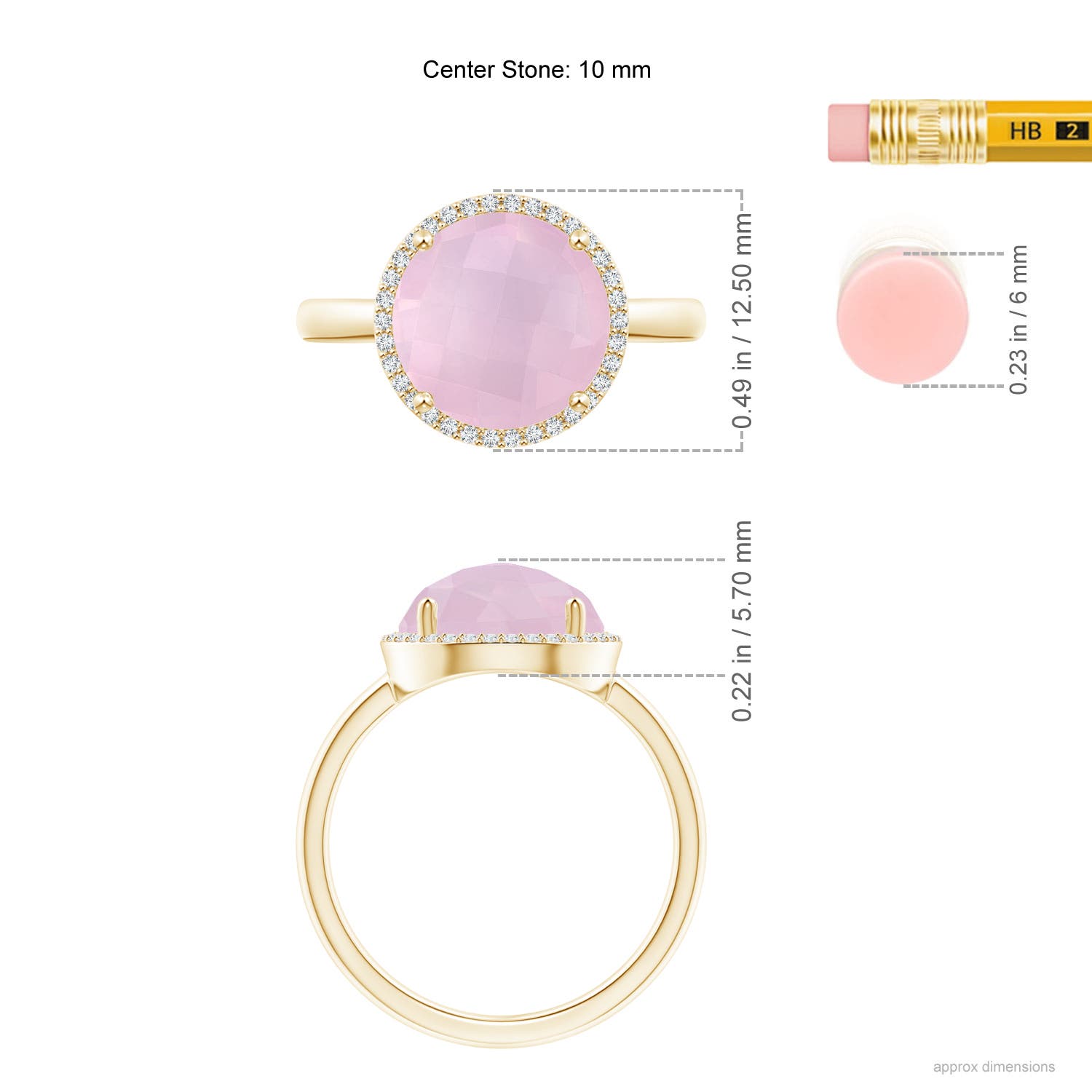 AAA - Rose Quartz / 3.2 CT / 14 KT Yellow Gold