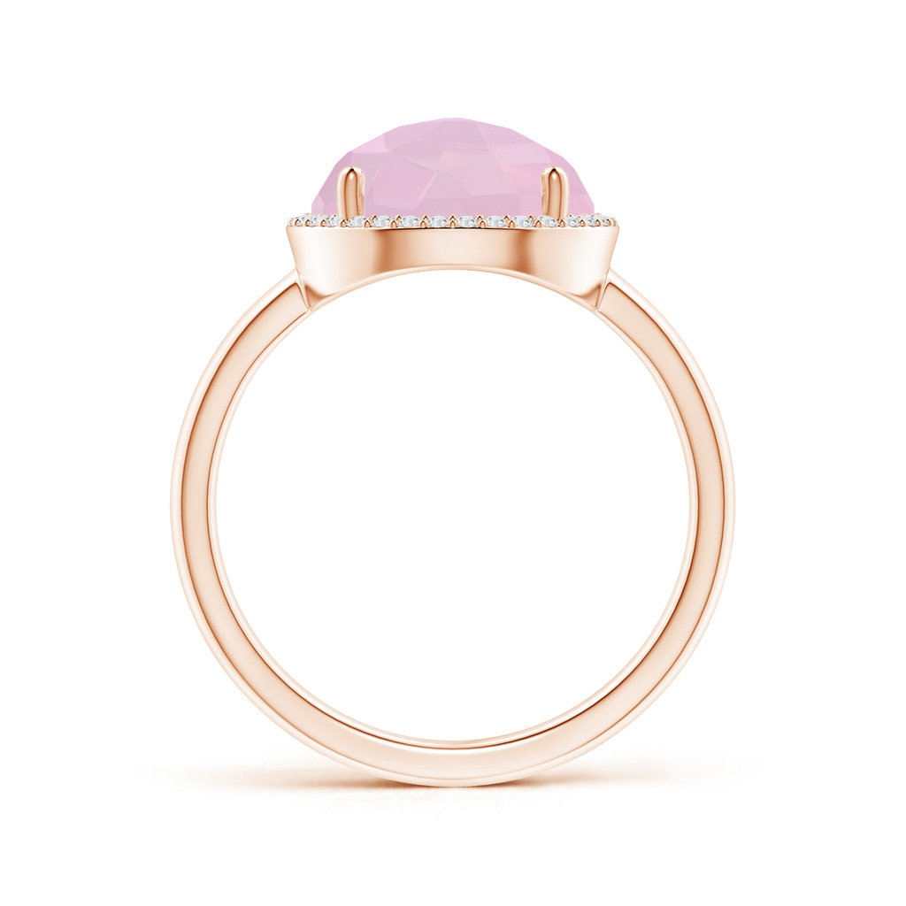 10mm AAAA Round Rose Quartz Cocktail Ring with Diamond Halo in Rose Gold - side_1