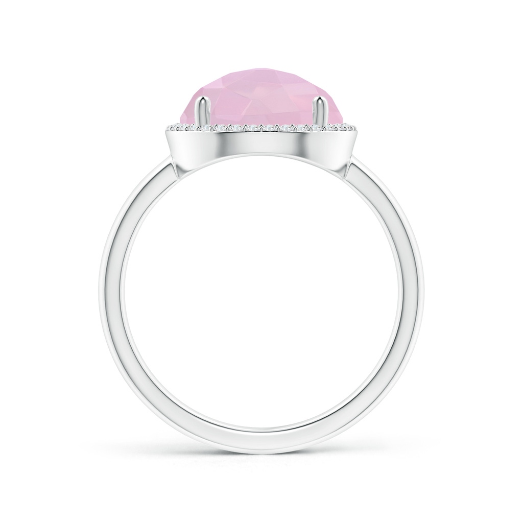 10mm AAAA Round Rose Quartz Cocktail Ring with Diamond Halo in White Gold - side_1