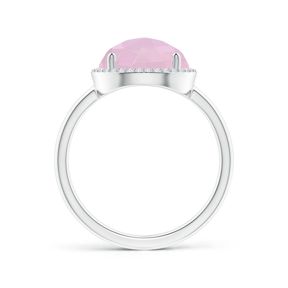 10mm AAAA Round Rose Quartz Cocktail Ring with Diamond Halo in White Gold side-1