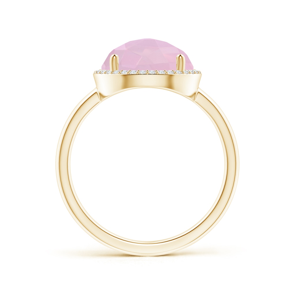 10mm AAAA Round Rose Quartz Cocktail Ring with Diamond Halo in Yellow Gold - side_1
