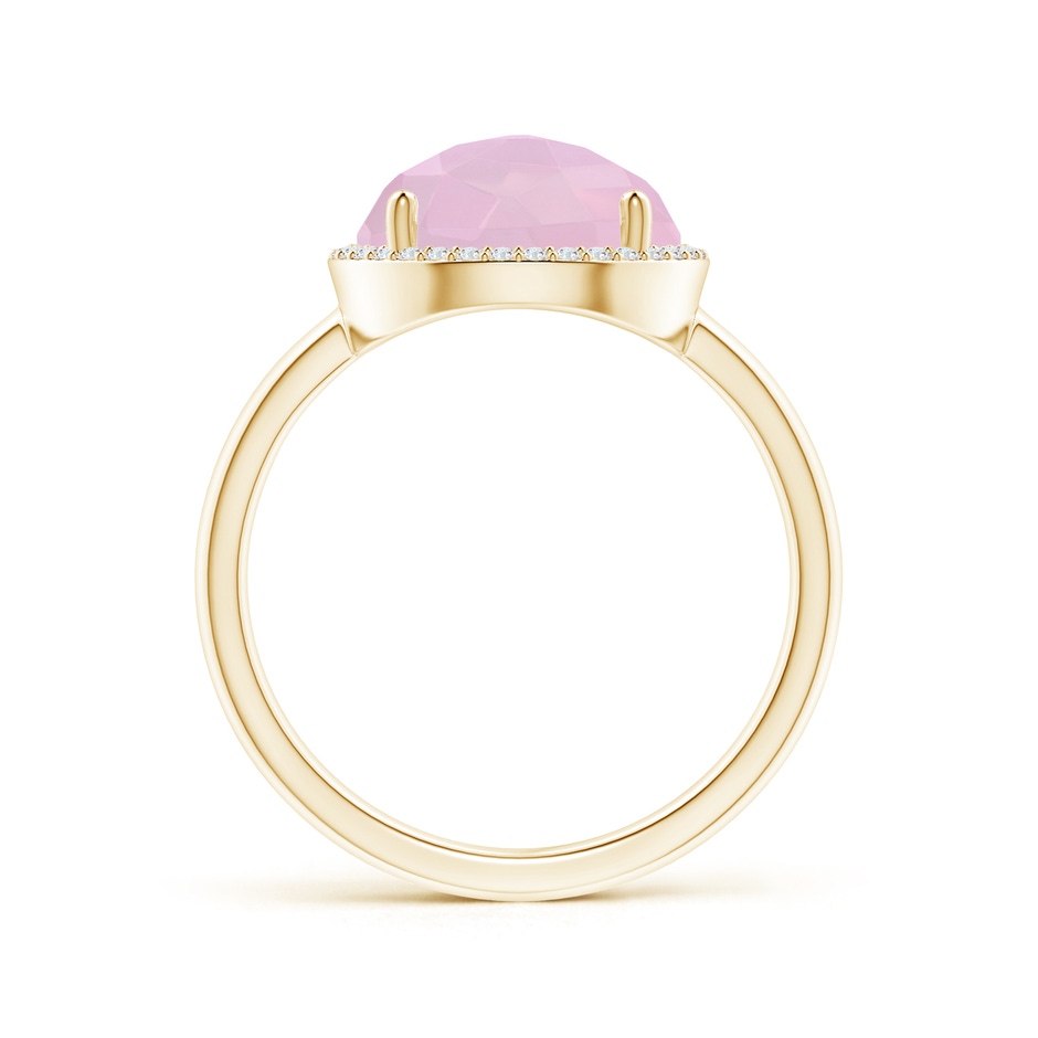 10mm AAAA Round Rose Quartz Cocktail Ring with Diamond Halo in Yellow Gold side-1