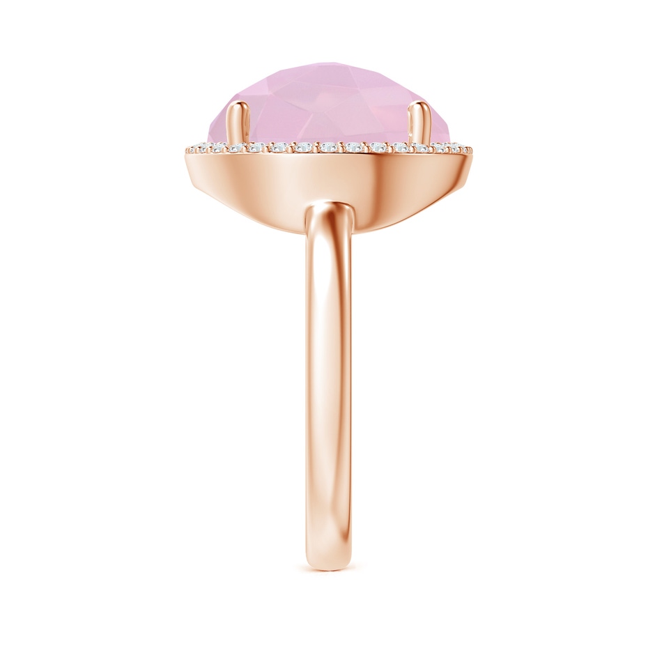 12mm AAAA Round Rose Quartz Cocktail Ring with Diamond Halo in Rose Gold side-2