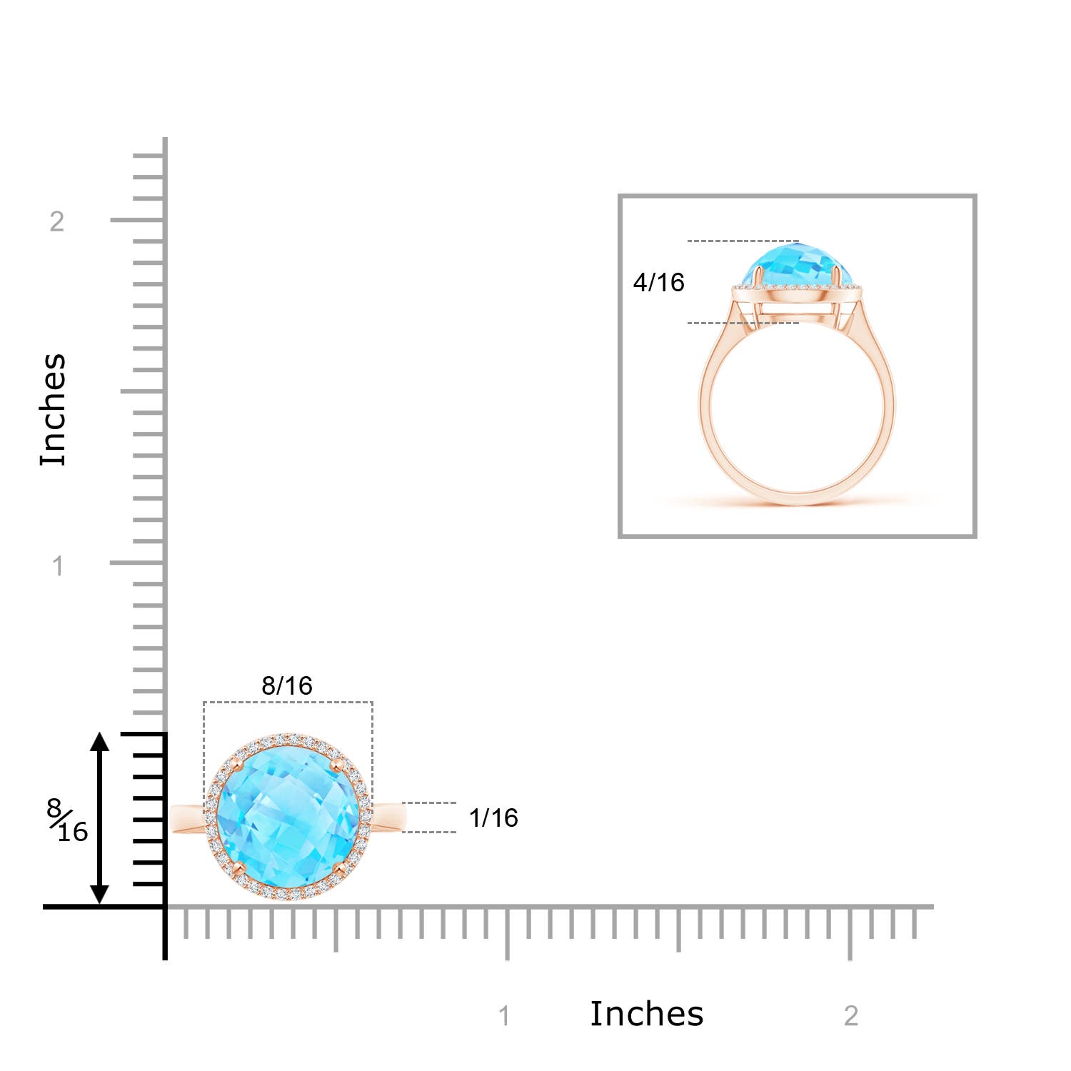 A - Swiss Blue Topaz / 4.9 CT / 14 KT Rose Gold