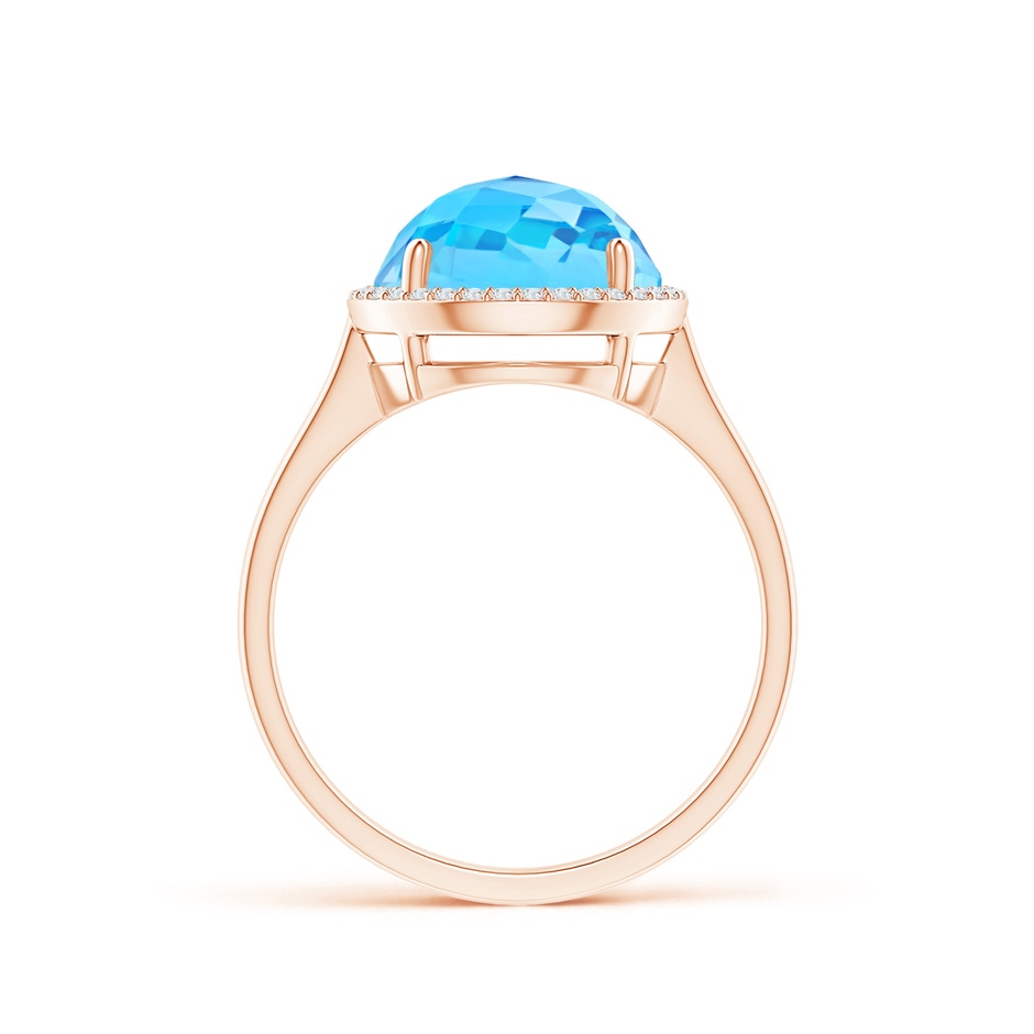 10mm AAA Round Swiss Blue Topaz Cocktail Ring with Diamond Halo in Rose Gold product image