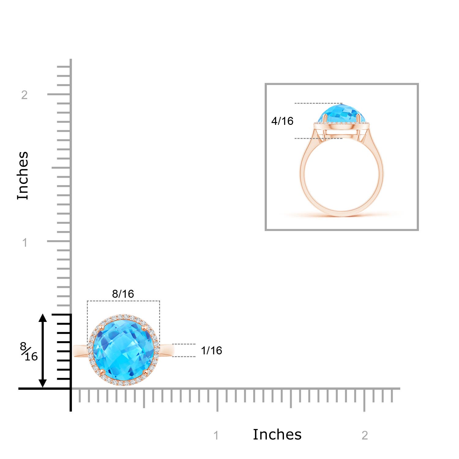 AAA - Swiss Blue Topaz / 4.9 CT / 14 KT Rose Gold