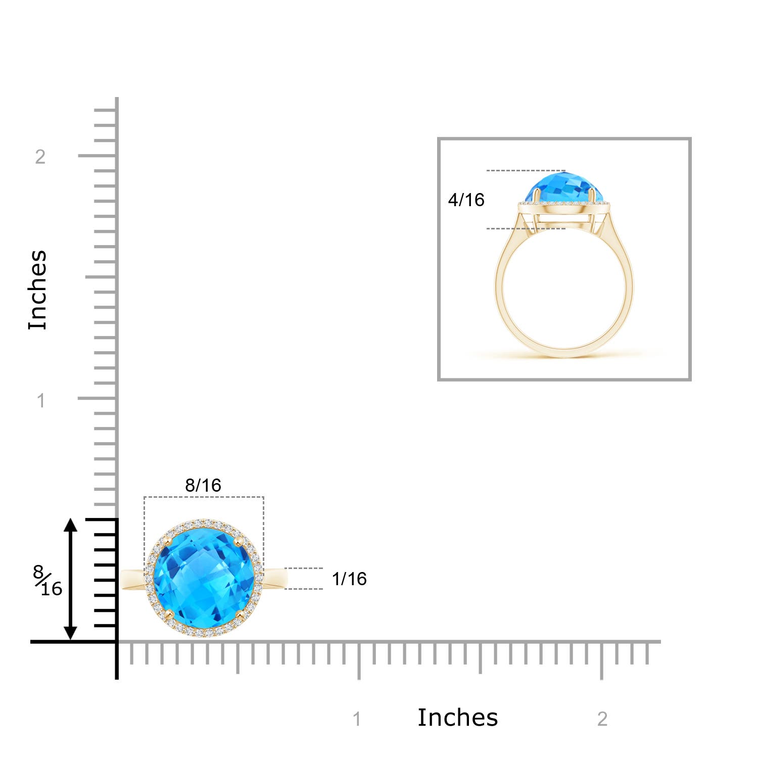 AAAA - Swiss Blue Topaz / 4.9 CT / 14 KT Yellow Gold