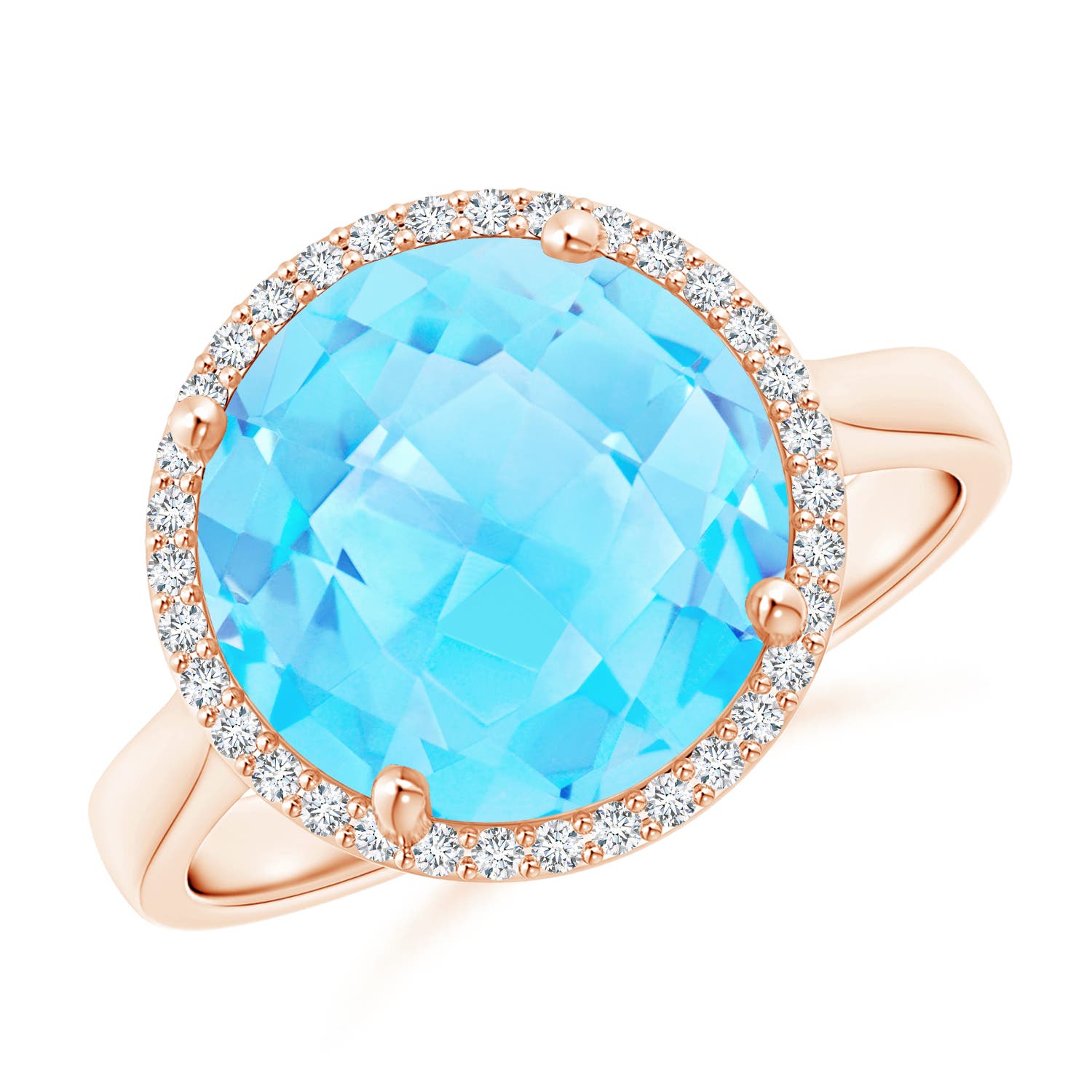 A - Swiss Blue Topaz / 6.47 CT / 14 KT Rose Gold