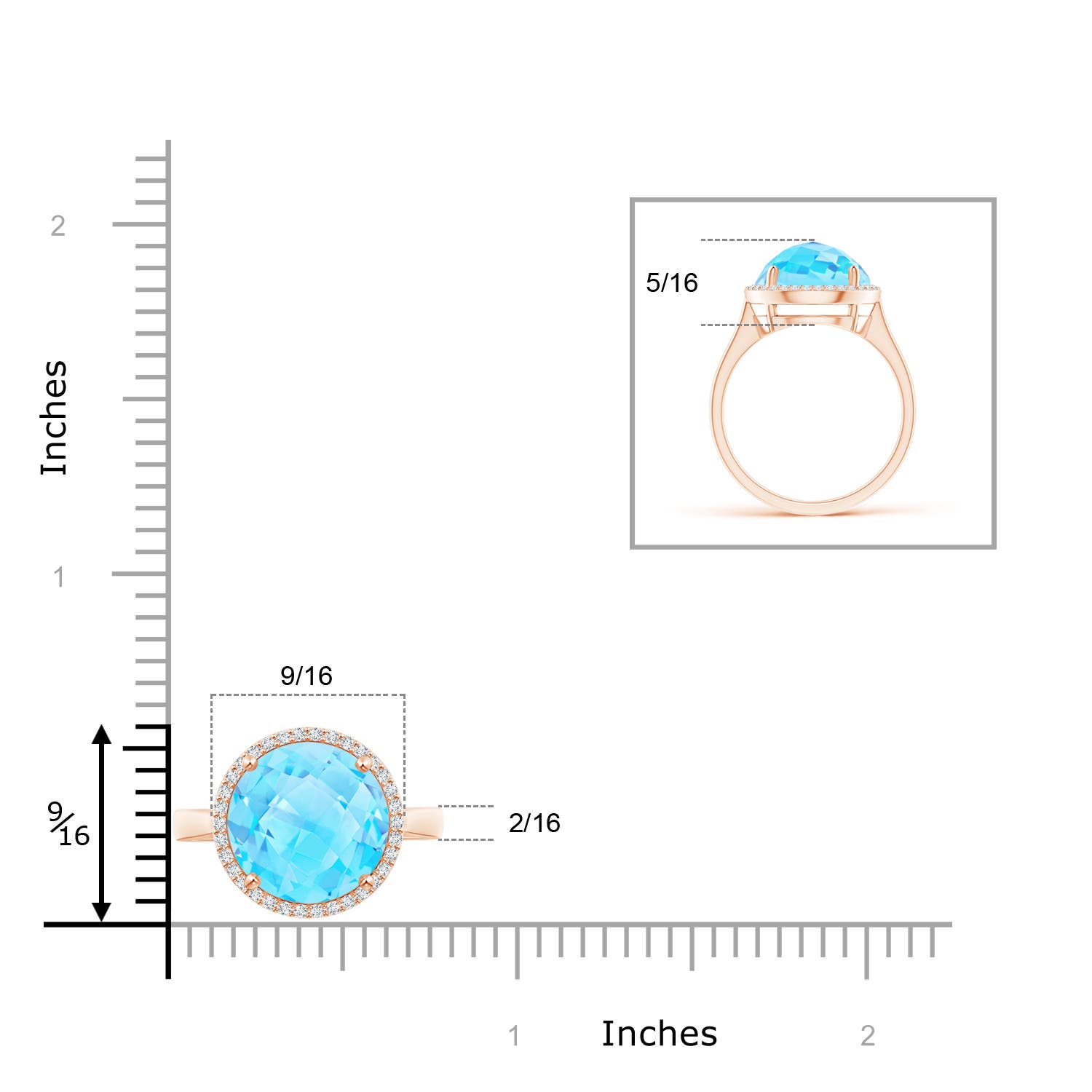 A - Swiss Blue Topaz / 6.47 CT / 14 KT Rose Gold