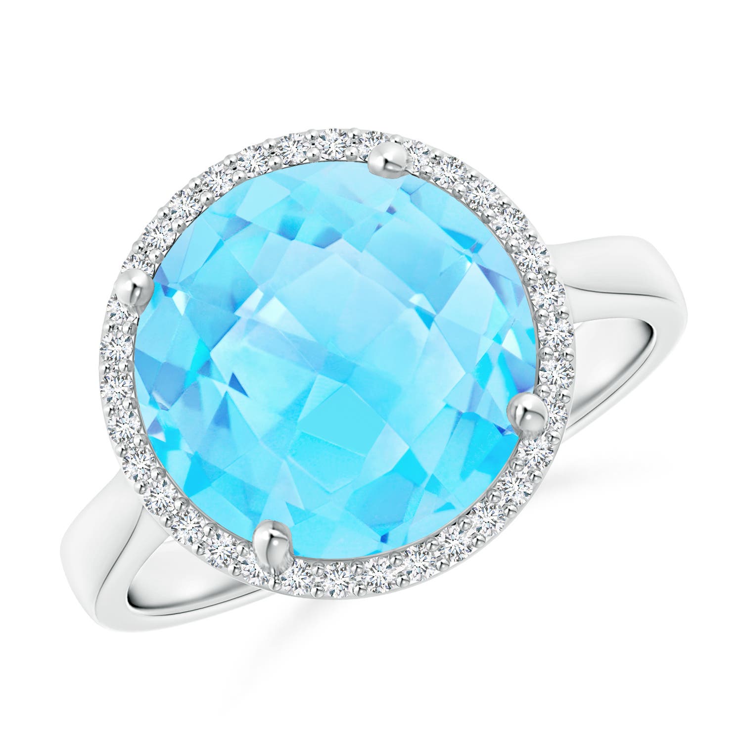 A - Swiss Blue Topaz / 6.47 CT / 14 KT White Gold