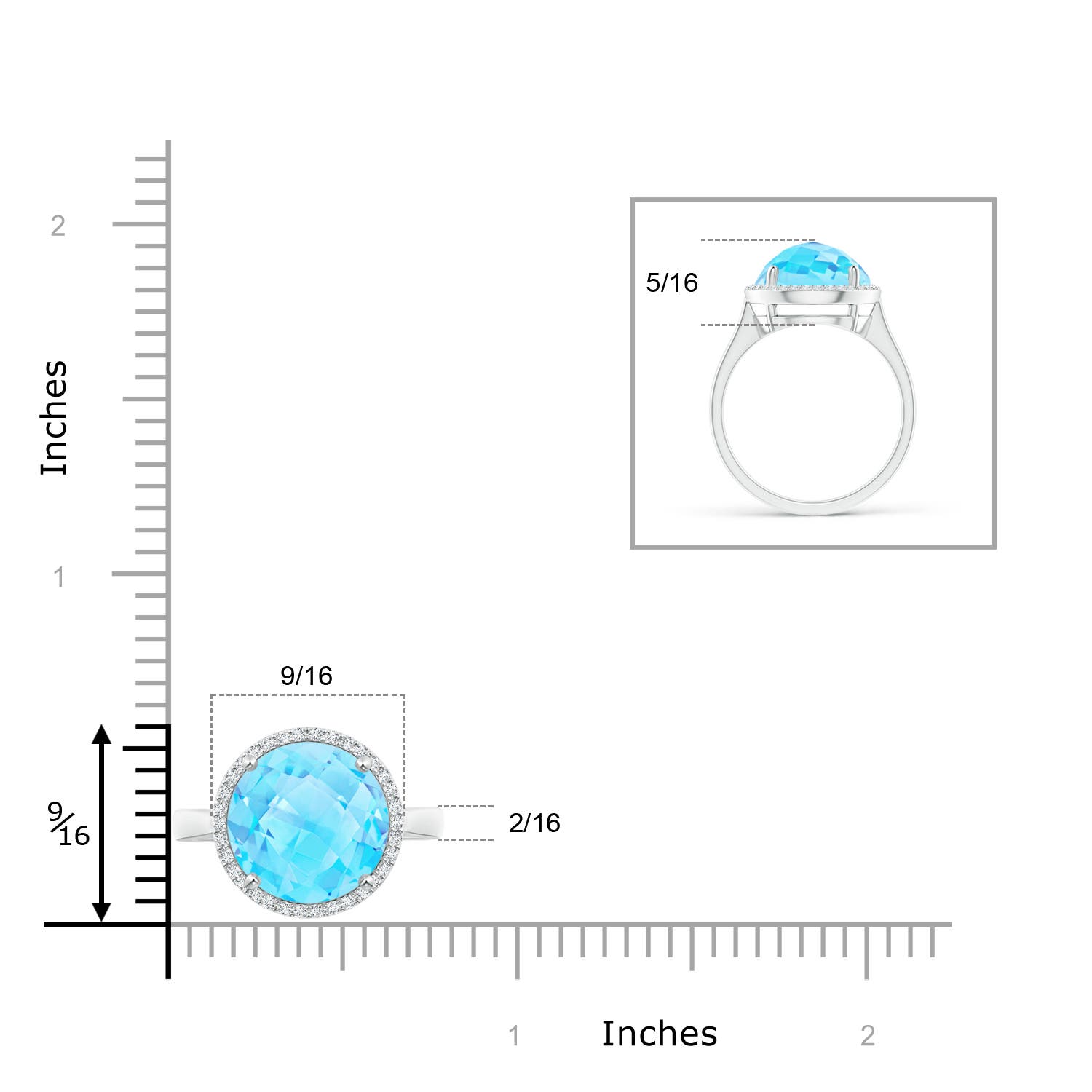 A - Swiss Blue Topaz / 6.47 CT / 14 KT White Gold