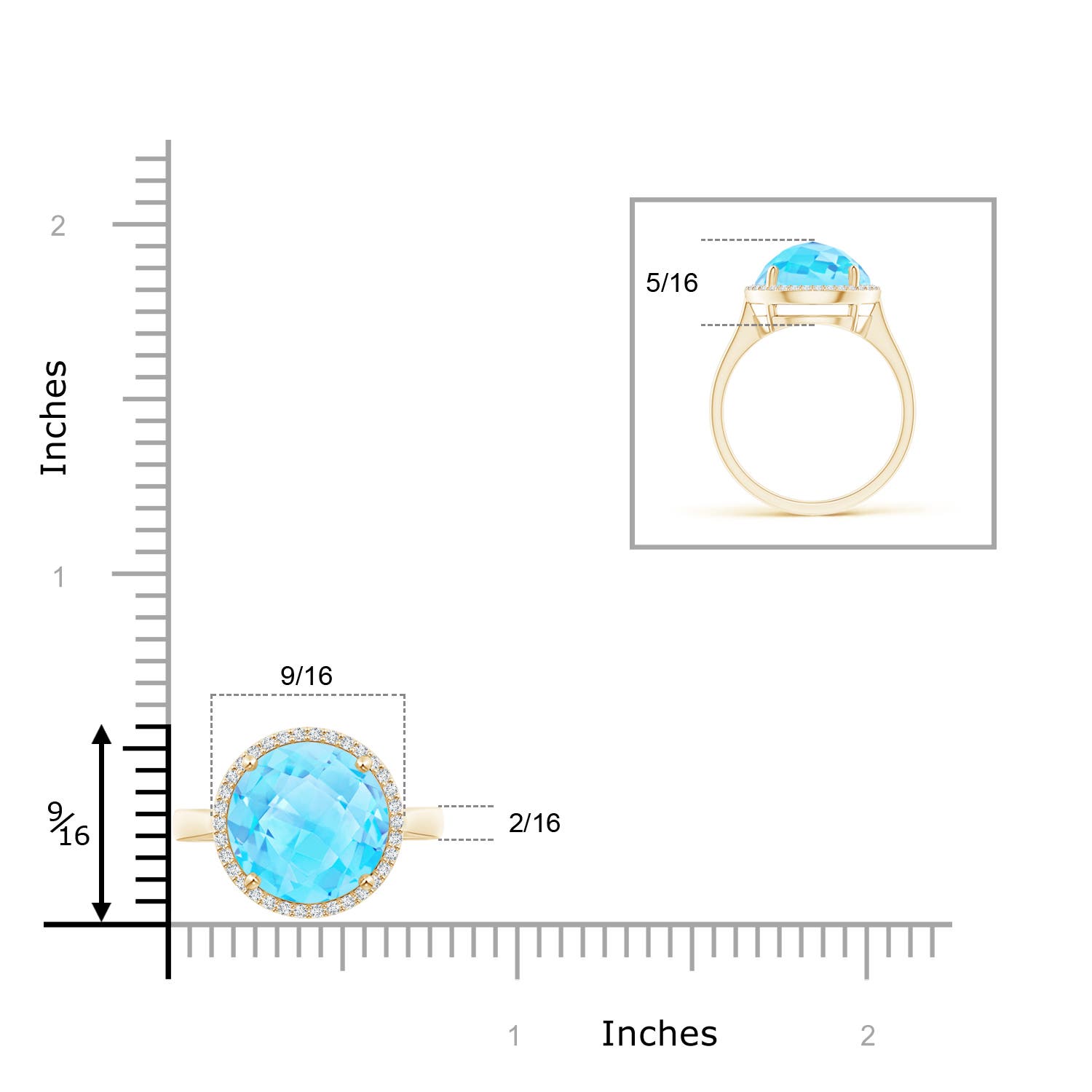 A - Swiss Blue Topaz / 6.47 CT / 14 KT Yellow Gold