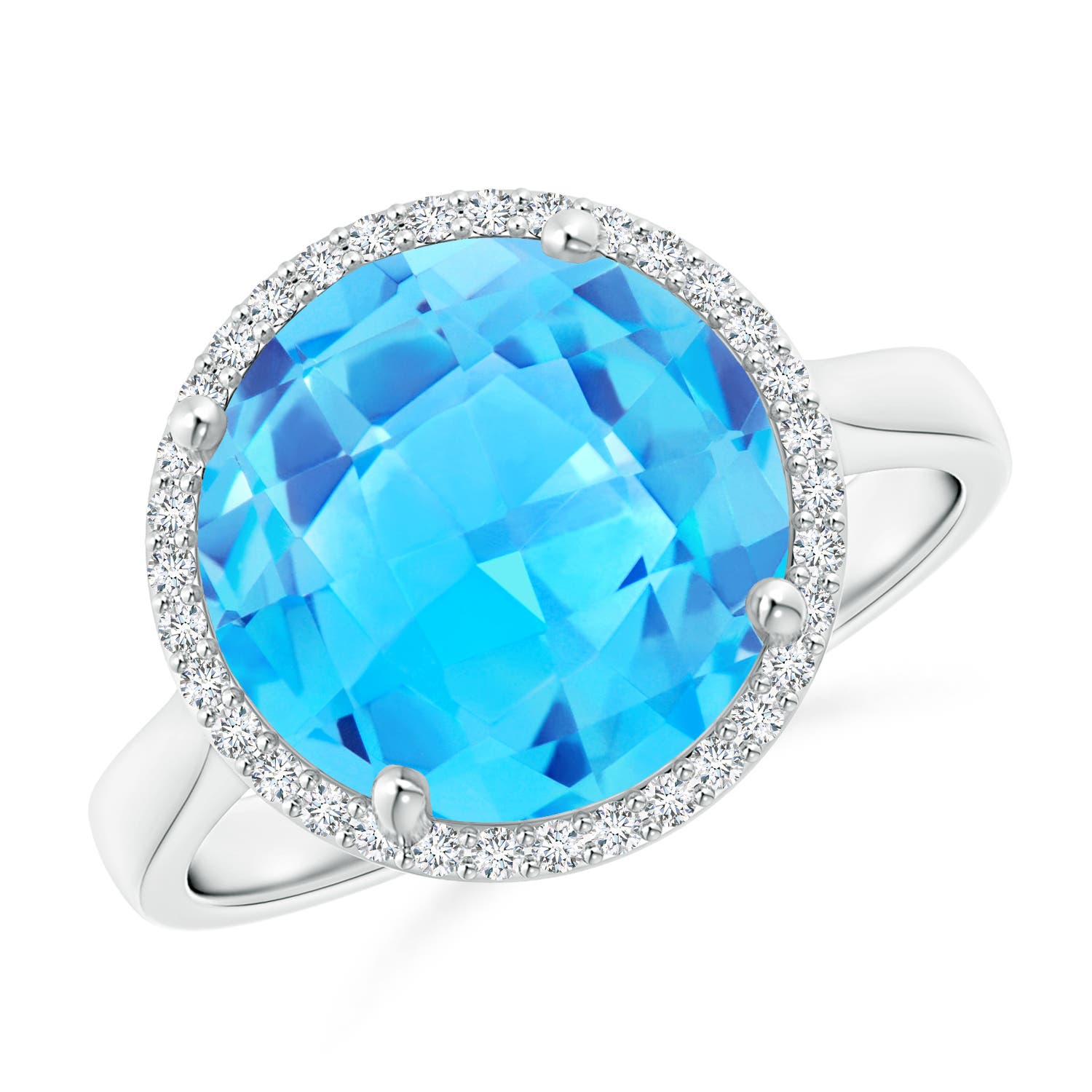 AAA - Swiss Blue Topaz / 6.47 CT / 14 KT White Gold