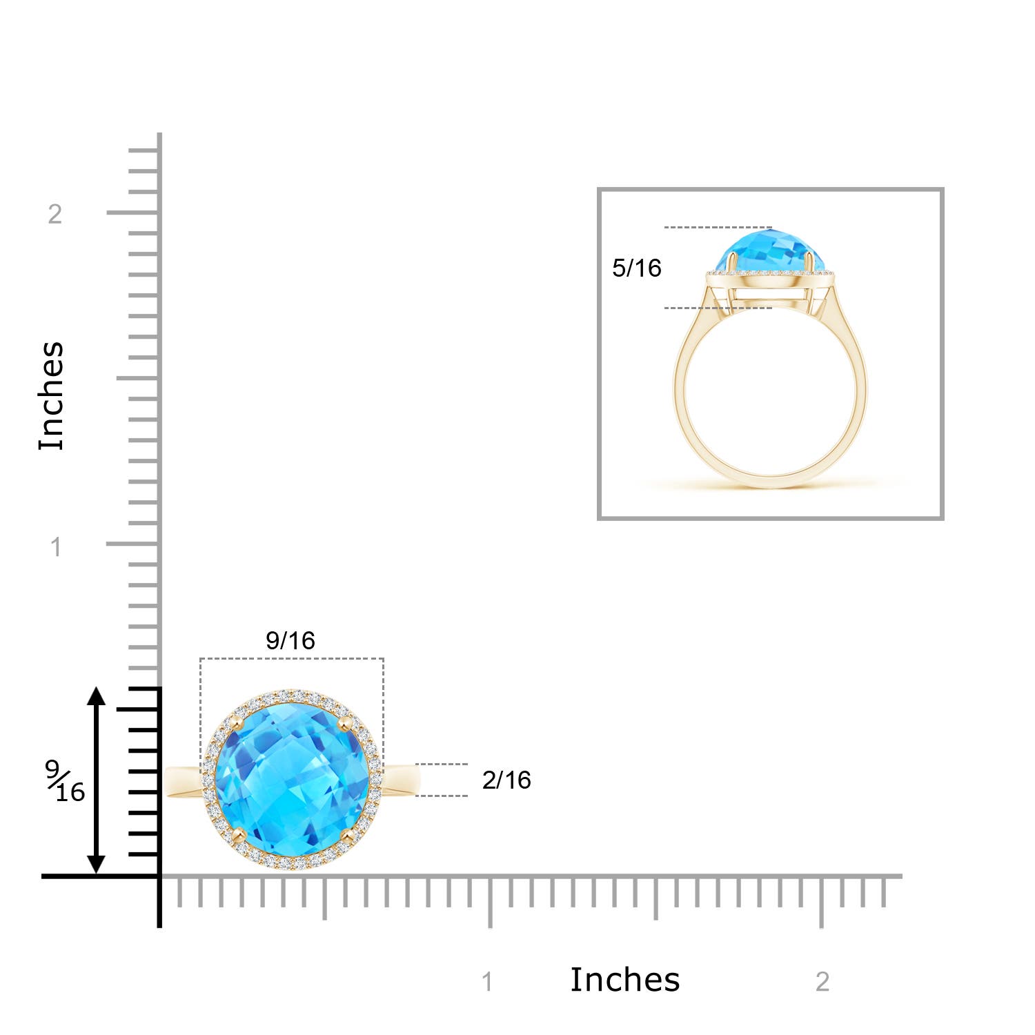 AAA - Swiss Blue Topaz / 6.47 CT / 14 KT Yellow Gold