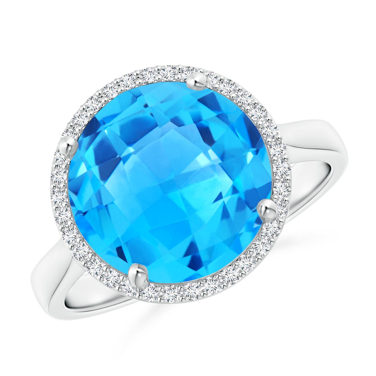 AAAA - Swiss Blue Topaz / 6.47 CT / 14 KT White Gold