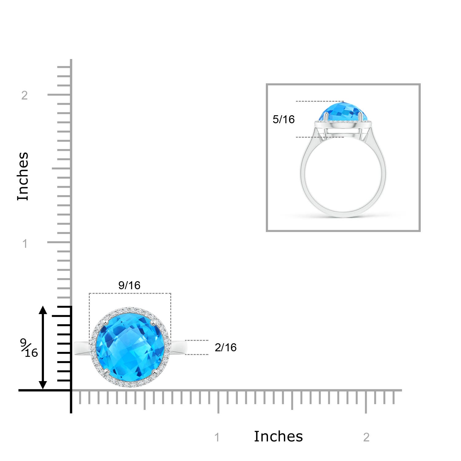 AAAA - Swiss Blue Topaz / 6.47 CT / 14 KT White Gold