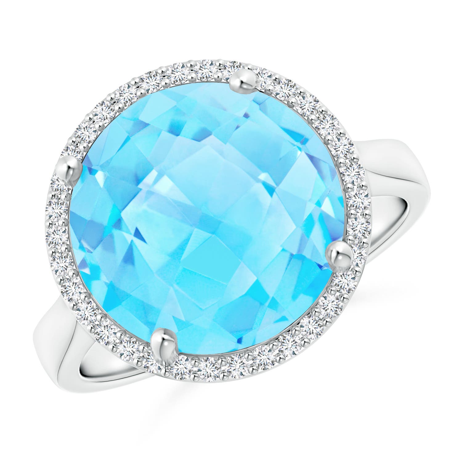 A - Swiss Blue Topaz / 8.5 CT / 14 KT White Gold