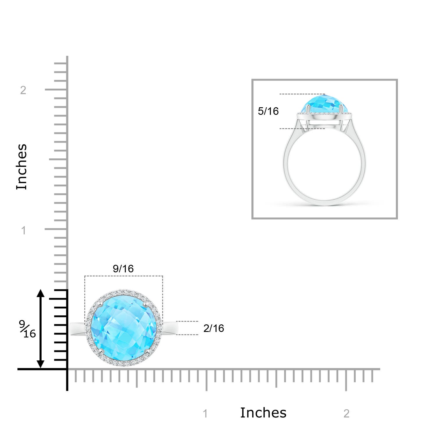 A - Swiss Blue Topaz / 8.5 CT / 14 KT White Gold