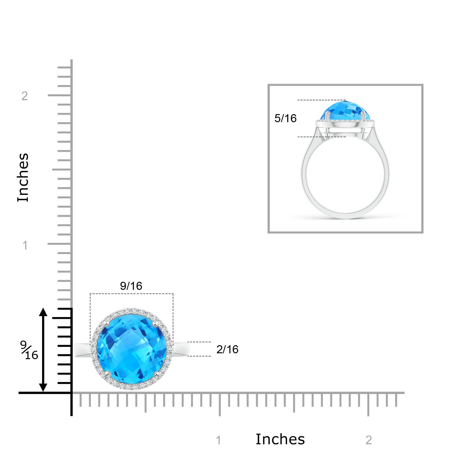 AAAA - Swiss Blue Topaz / 8.5 CT / 14 KT White Gold