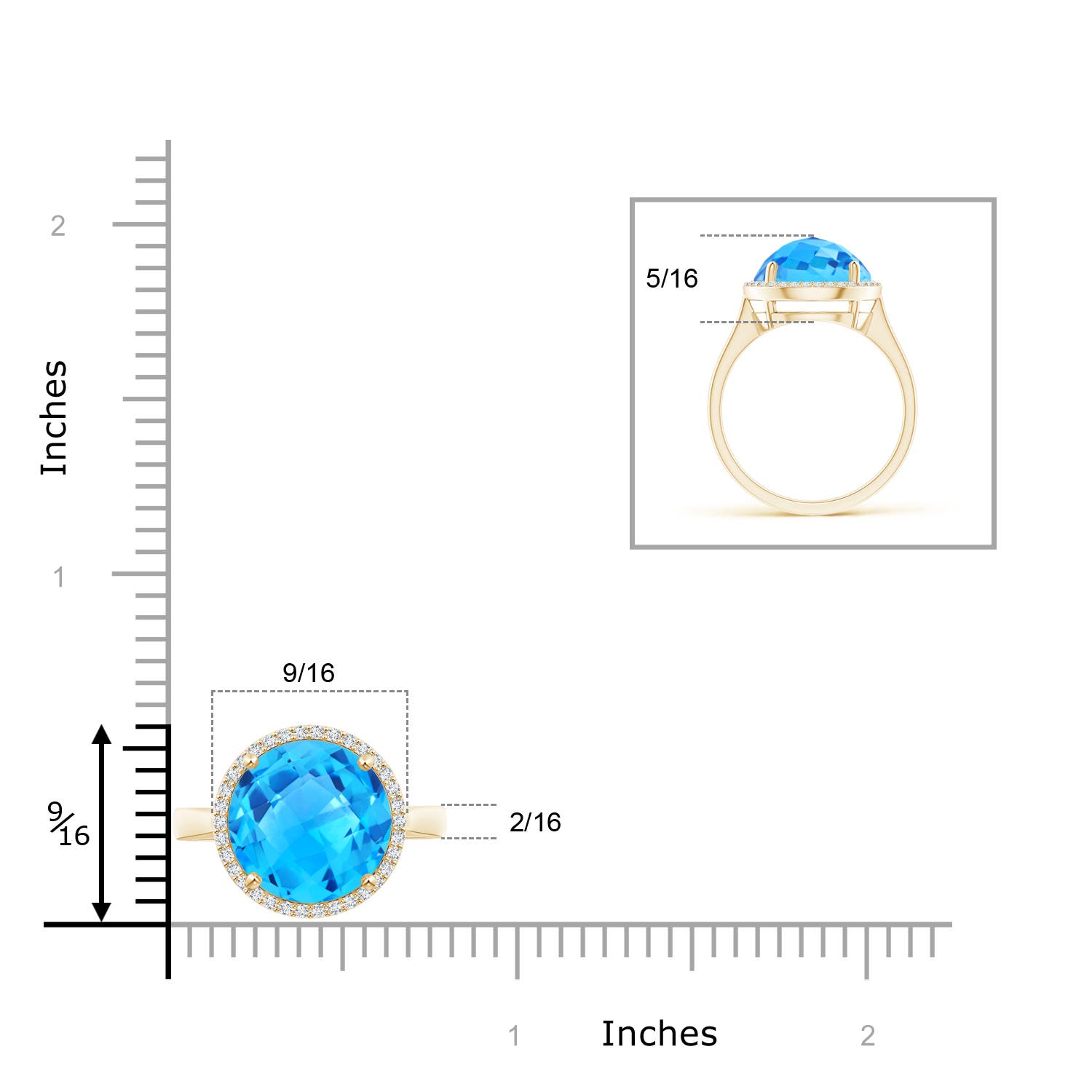 AAAA - Swiss Blue Topaz / 8.5 CT / 14 KT Yellow Gold