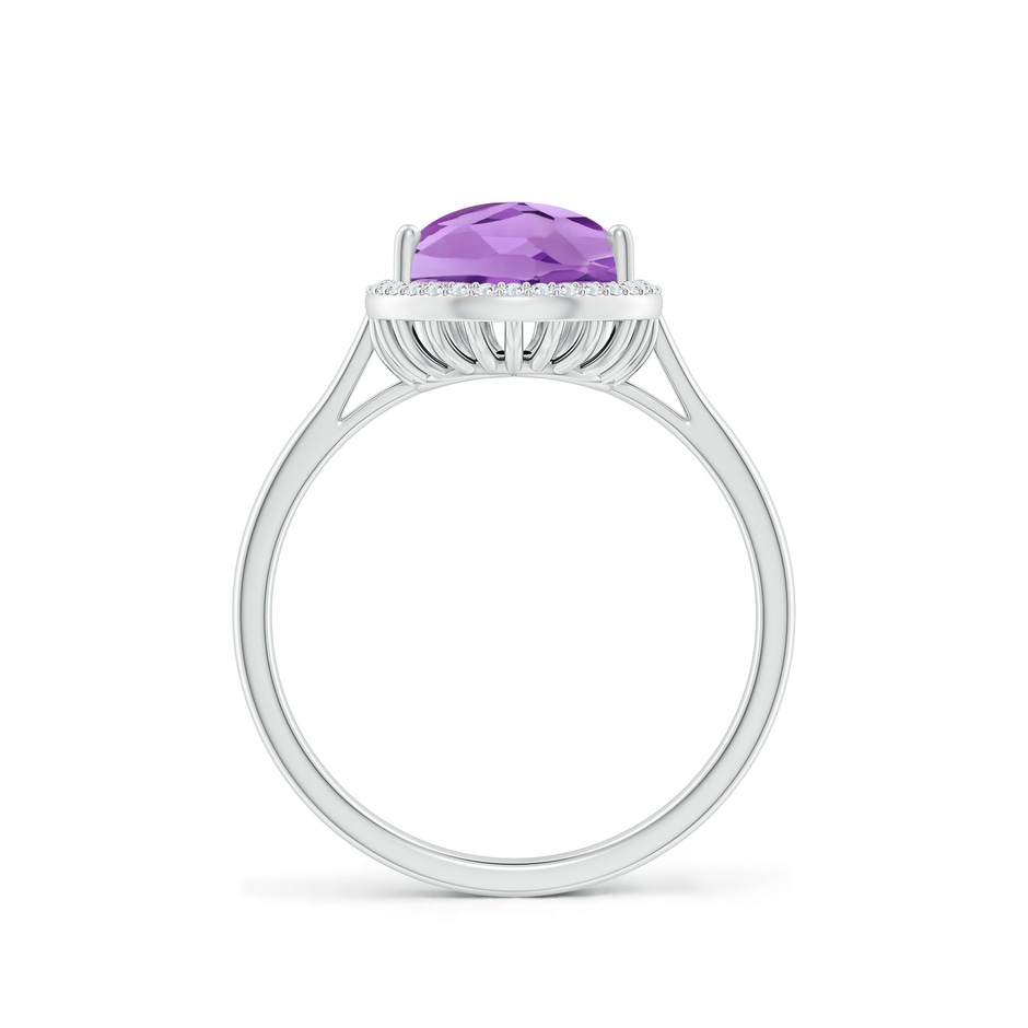 12x8mm A Pear-Shaped Amethyst Cocktail Ring with Diamond Halo in White Gold side-1