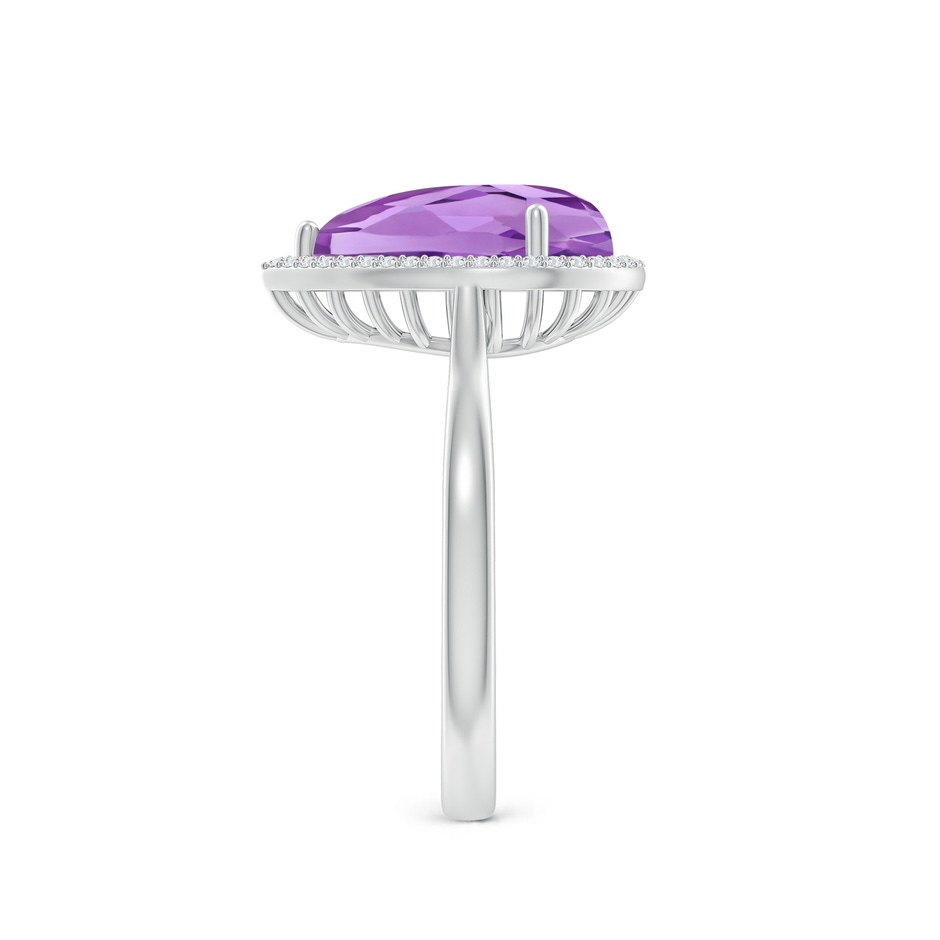 12x8mm A Pear-Shaped Amethyst Cocktail Ring with Diamond Halo in White Gold side-2