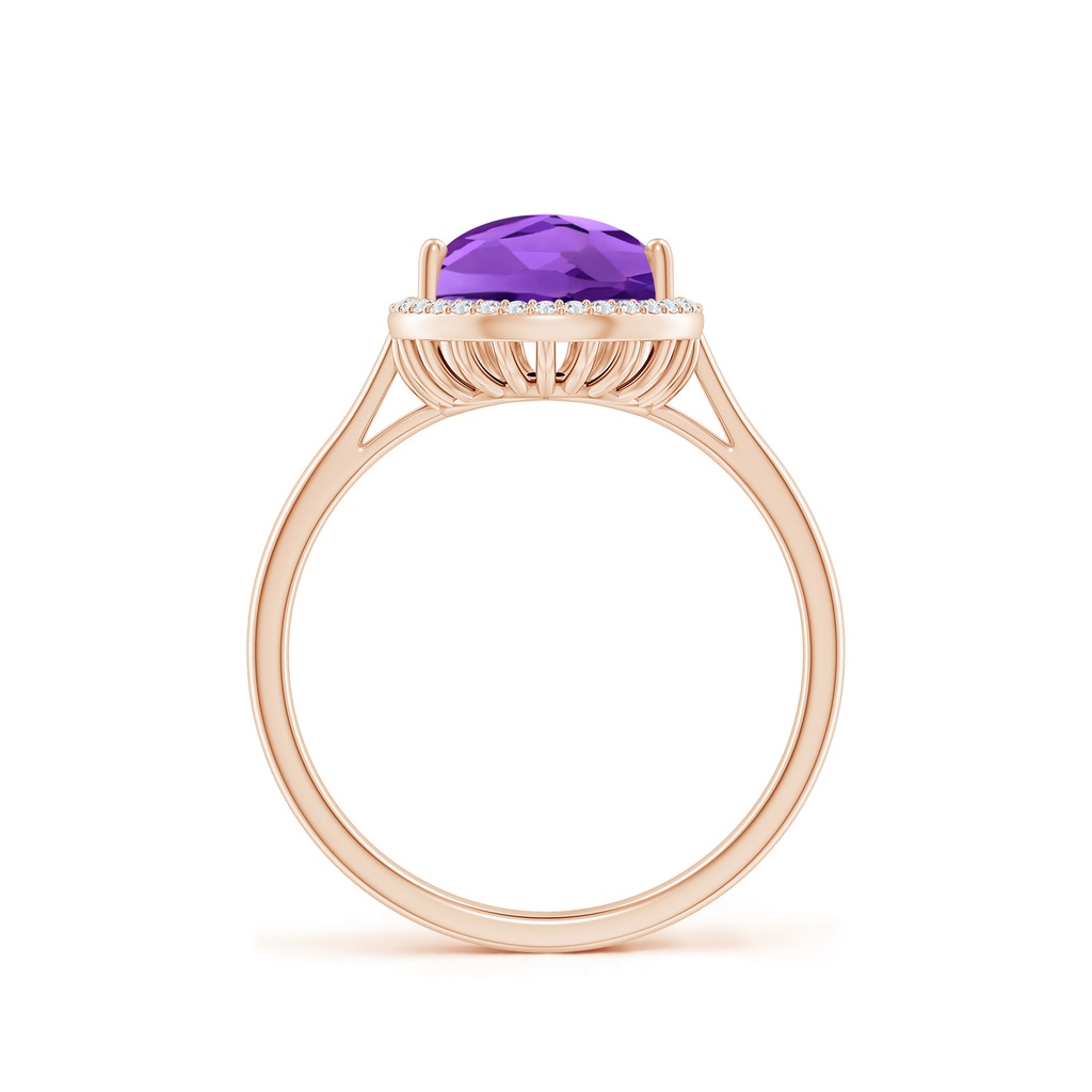 12x8mm AAAA Pear-Shaped Amethyst Cocktail Ring with Diamond Halo in Rose Gold - side_1