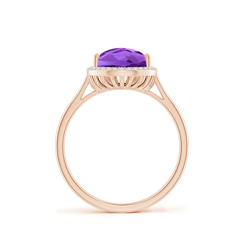 12x8mm AAAA Pear-Shaped Amethyst Cocktail Ring with Diamond Halo in Rose Gold side-1