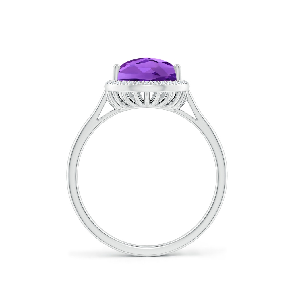 12x8mm AAAA Pear-Shaped Amethyst Cocktail Ring with Diamond Halo in White Gold - side_1