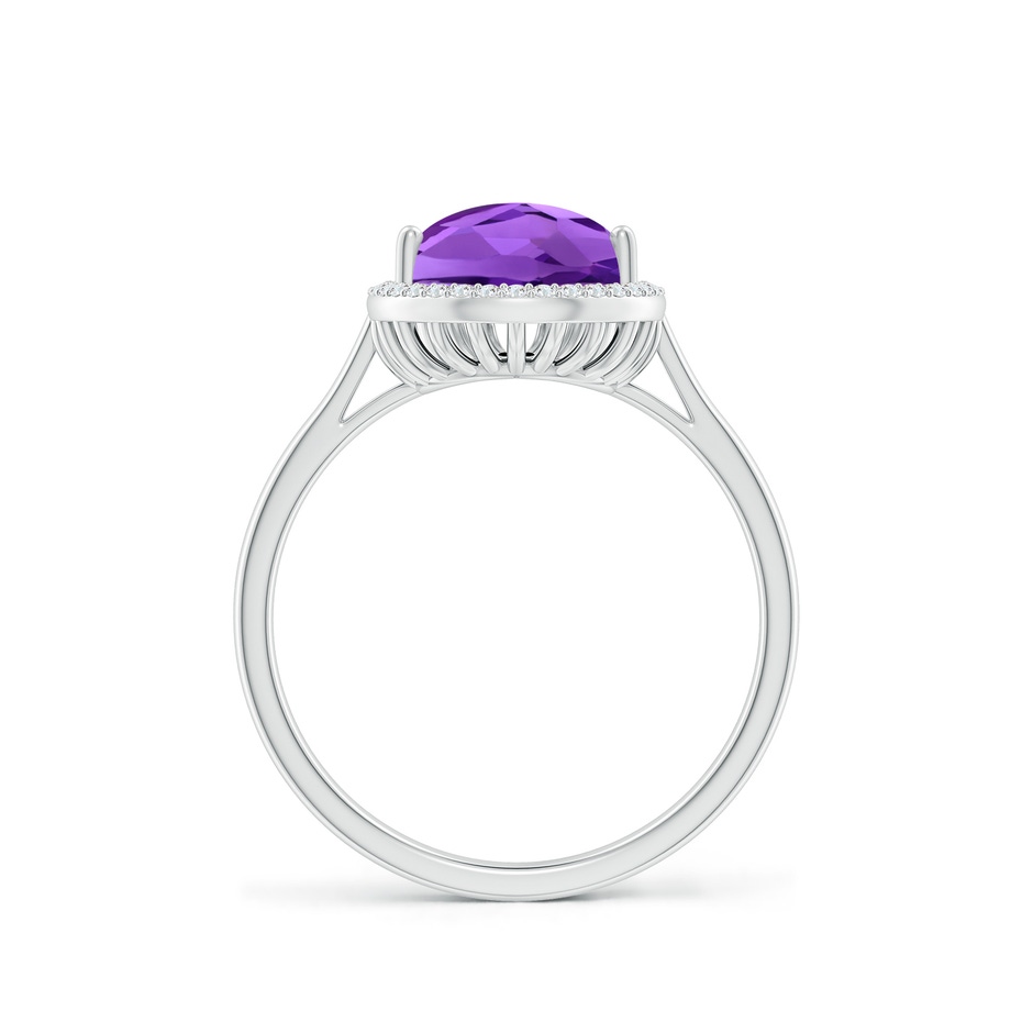 12x8mm AAAA Pear-Shaped Amethyst Cocktail Ring with Diamond Halo in White Gold side-1
