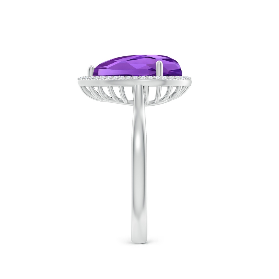 12x8mm AAAA Pear-Shaped Amethyst Cocktail Ring with Diamond Halo in White Gold side-2