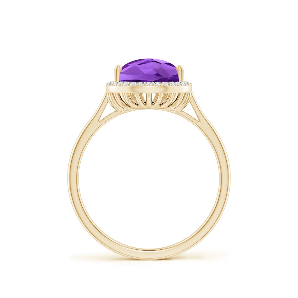 12x8mm AAAA Pear-Shaped Amethyst Cocktail Ring with Diamond Halo in Yellow Gold - side_1