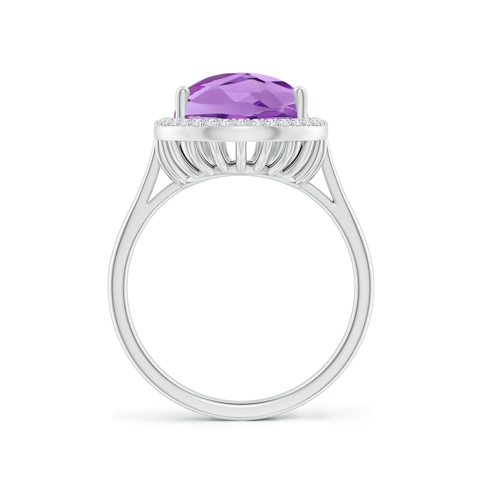 15x10mm A Pear-Shaped Amethyst Cocktail Ring with Diamond Halo in White Gold side-1