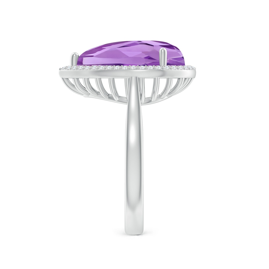 15x10mm A Pear-Shaped Amethyst Cocktail Ring with Diamond Halo in White Gold side-2