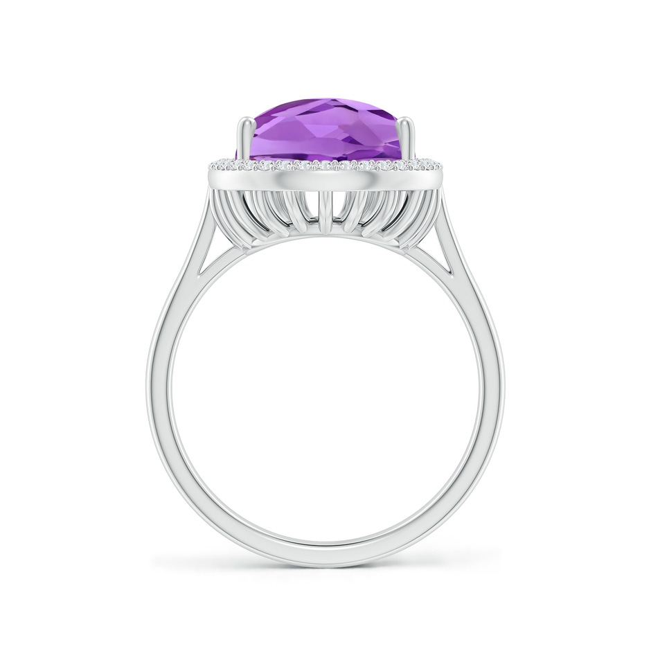 15x10mm AA Pear-Shaped Amethyst Cocktail Ring with Diamond Halo in White Gold side-1
